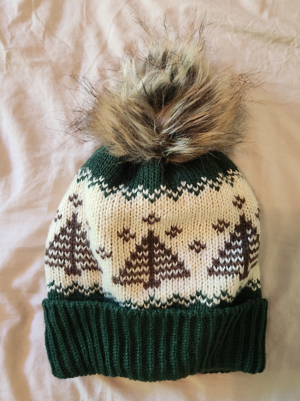 Panache Green, Cream & Brown Knit Pom Beanie
